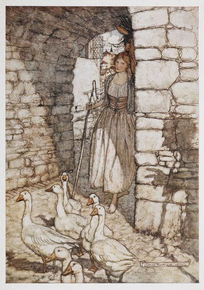 Tyttö hanhien kanssa. tekijältä Arthur Rackham