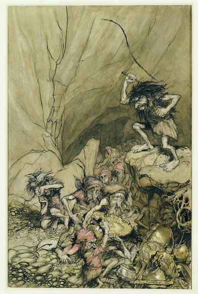 Huonekalut ja erilaiset esineet 1100- ja 1300-luvuilta tekijältä Arthur Rackham