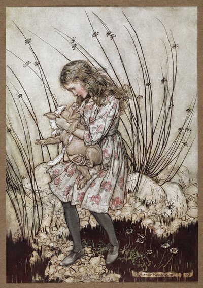 Alice e o porco vestido de bebê finlandês tekijältä Arthur Rackham