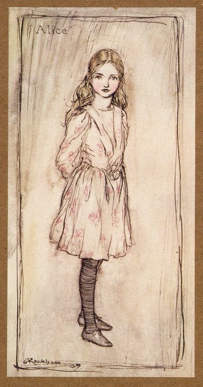Alice, etukappale Alices Adventures in Wonderlandista, kirjoittanut Lewis Carroll, pub.1907 tekijältä Arthur Rackham