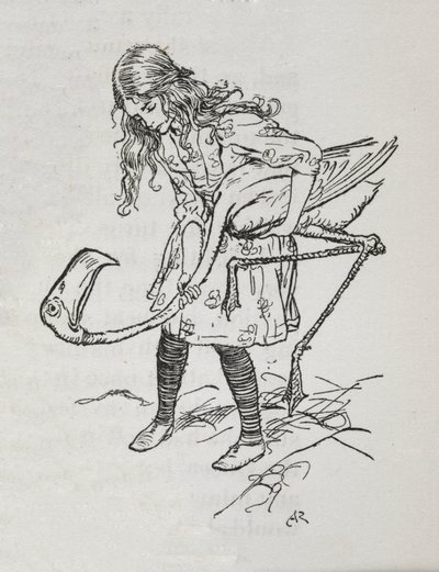 Alice pelaa krokettia flamingon kanssa tekijältä Arthur Rackham