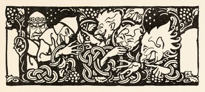 Becfola vaunuissaan elokuvasta The Wooing of Becfola in Irish Fairy TalesSee desc tekijältä Arthur Rackham