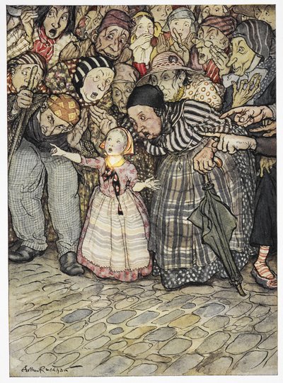 "Mas ele não está usando nada", disse uma criança pequena. Ilustração colorida para a história, 