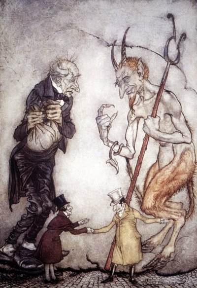 Charles Dickensin (1812-1872) joulutarina, Arthur Rackhamin (1867-1939) kuvitus tekijältä Arthur Rackham