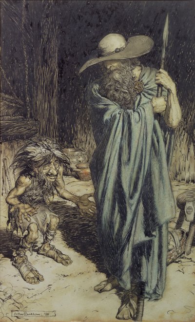 Huonekalut ja erilaiset esineet 1100- ja 1300-luvuilta tekijältä Arthur Rackham