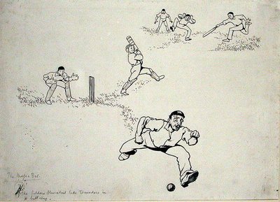 "Hän leikkasi, hän piirsi, hän koukkui", kuvitus "More Tales of the Stumps" -julkaisusta, Horace Bleackley, julkaistu 1902 (kynä ja muste paperille) tekijältä Arthur Rackham