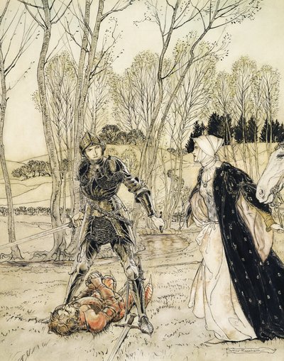 Huonekalut ja erilaiset esineet 1100- ja 1300-luvuilta tekijältä Arthur Rackham