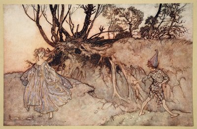 Miten nyt henki! kuihtua vaeltaa, kuvitus William Shakespearen "Kesäyön unelmasta", 1908 tekijältä Arthur Rackham