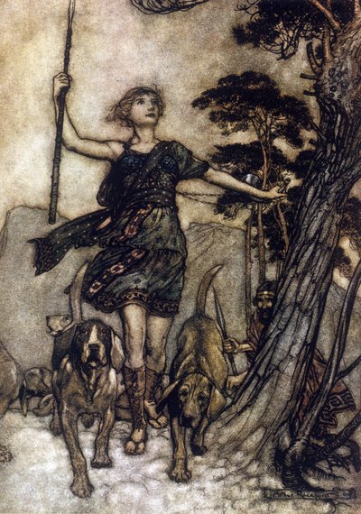 Arthur RACKHAMin (1867-1939) kuvitus William SHAKESPEAREN kesäyön unelmaan tekijältä Arthur Rackham