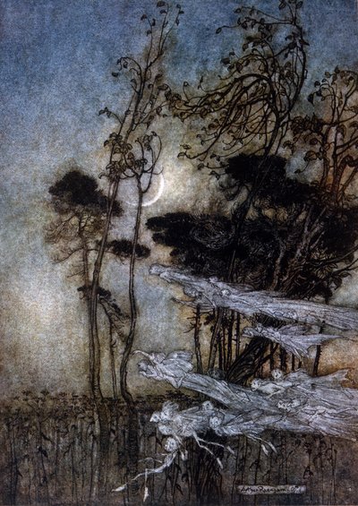 Arthur RACKHAMin (1867-1939) kuvitus William SHAKESPEAREN kesäyön unelmaan tekijältä Arthur Rackham