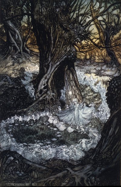 Arthur RACKHAMin (1867-1939) kuvitus William SHAKESPEAREN kesäyön unelmaan tekijältä Arthur Rackham