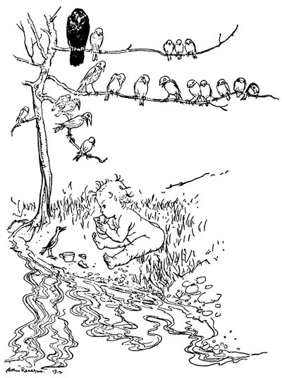 Kuvitus Peter Panille tekijältä Arthur Rackham