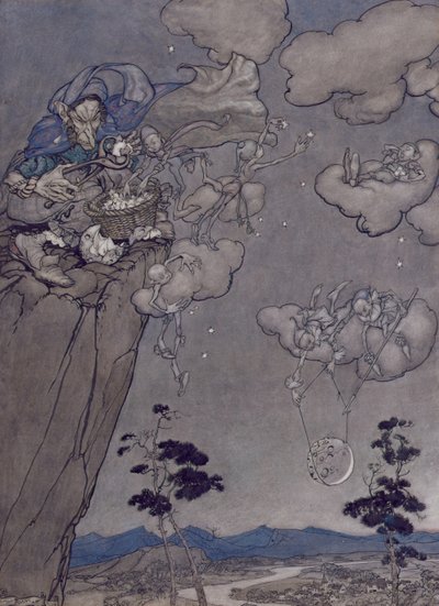 Kuvitus Rip Van Winklesta, Washington Irving (1783-1859) 1904 (kynä ja muste wc:llä paperilla) tekijältä Arthur Rackham
