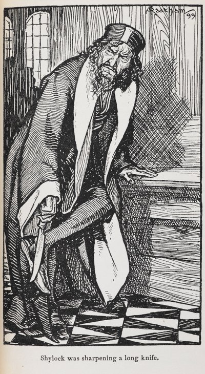 Kuva Shylockista Venetsian kauppiaalta tekijältä Arthur Rackham
