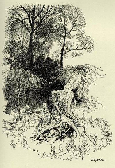 Peter Pan ja keijut tekijältä Arthur Rackham