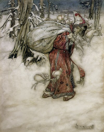 Joulupukki, kuvitus Arthur Rackhams Book of Picturesista, 1907, julkaistu 1913 (kynä, muste ja wc paperilla) tekijältä Arthur Rackham