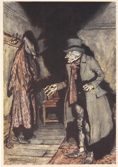 Scrooge în casa lui la noapte finnish tekijältä Arthur Rackham