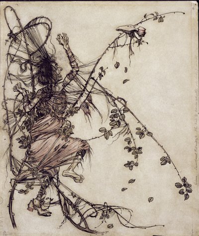 Sweetheart Roland, kuvitus Grimm-veljestä, rouva Edgar Lewisin kääntämä, julkaistu 1900 (kynä ja muste & wc paperilla) tekijältä Arthur Rackham