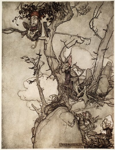 Kaatsberg- tai Catskill-vuoret ovat aina olleet alue, joka on täynnä tarinoita. Rip Van Winkle, Washington Irving, pubi. 1910 tekijältä Arthur Rackham