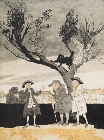 The Men of Sleepy Hollow (sisäkansi) teoksesta The Legend of Sleepy Hollow, kirjoittanut Washngton Irving (1783 - 1859), julkaissut. 1928 tekijältä Arthur Rackham