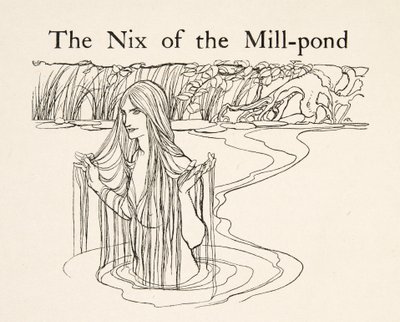The Nix of the Mill-Pond, teoksesta Little Brother & Little Sister ja muita Grimmin veljien tarinoita, pub.1917 (litho) tekijältä Arthur Rackham