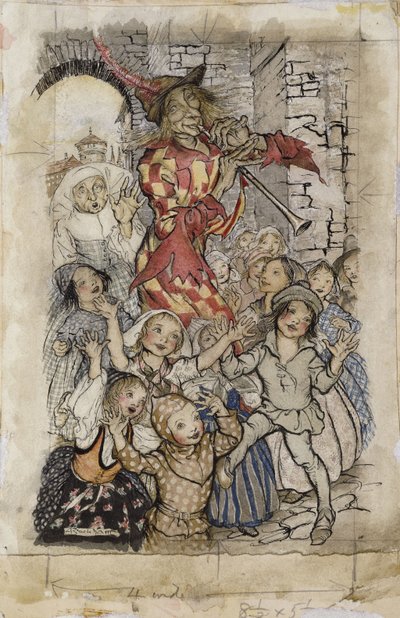 Pied Piper ja lapset, tekijältä Arthur Rackham
