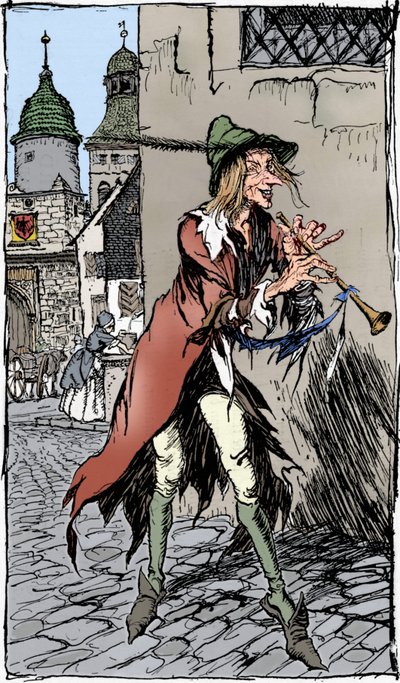Hamelinin Pied Piper, 1934 tekijältä Arthur Rackham