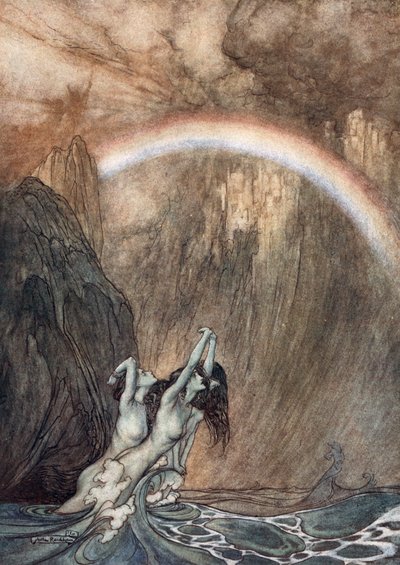 "Reinin kauniit lapset, itkevät kadonnutta kultaansa", 1910. tekijältä Arthur Rackham