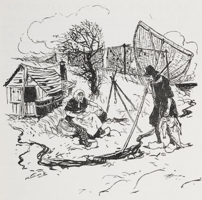 Kalastaja ja hänen vaimonsa. tekijältä Arthur Rackham