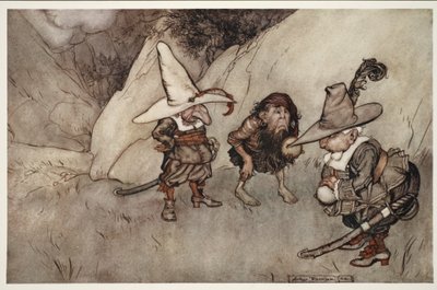 Myös heidän viisuminsa olivat omituisia.. Washington Irvingin Rip Van Winklen pubista. 1910 tekijältä Arthur Rackham