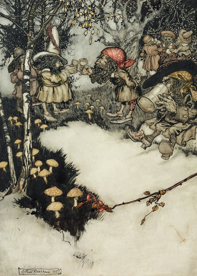 He juovat alkoholiaan syvässä hiljaisuudessa, 1905 (kynä & sisään ja wc paperilla) tekijältä Arthur Rackham