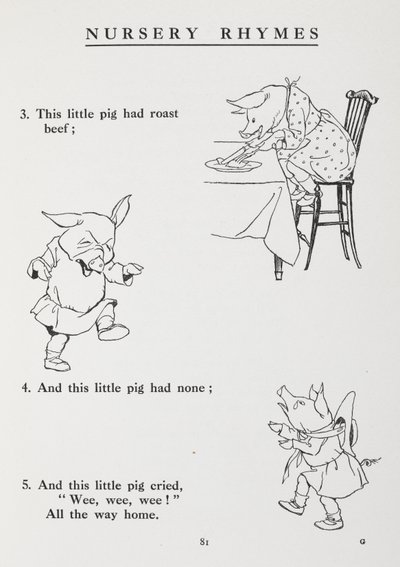 Tämä pieni sika meni markkinoille - lastenloru. tekijältä Arthur Rackham