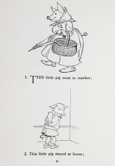 Tämä pieni sika meni markkinoille - lastenloru. tekijältä Arthur Rackham