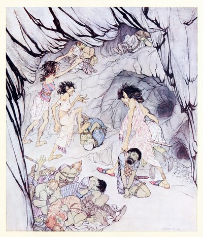 Tämä on lihava, sanoi Cullen, ja hän pyöritti muhkeaa Feniania kuin pyörää Irlannin saduissa The Enchanted Cave of Cesh Corranin lumotussa luolassa. tekijältä Arthur Rackham