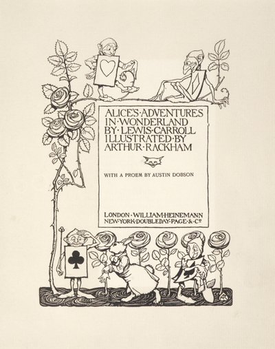 Nimiölehti, teoksesta Alicen seikkailut ihmemaassa, Lewis Carroll, julkaistu 1907. tekijältä Arthur Rackham