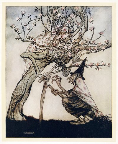 Minun puuni! Oi minun puuni! Oletko nähnyt tuhma pikku piikani? Englannin satujen pubista. 1922 tekijältä Arthur Rackham