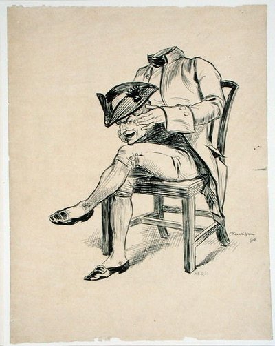 "Pää sylissään", kuvitus Thomas Ingoldsbyn teoksesta "The Ingoldsby Legends, or Mirth and Marvels", julkaistu 1898 (kynä ja muste paperille) tekijältä Arthur Rackham