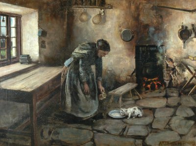 Maalaistalon sisustus (öljy kankaalle) tekijältä Arthur Rigg