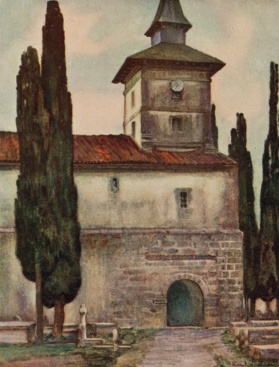 Baskimaa: Itxassoun kirkko (väri litho) tekijältä Arthur Romilly Fedden