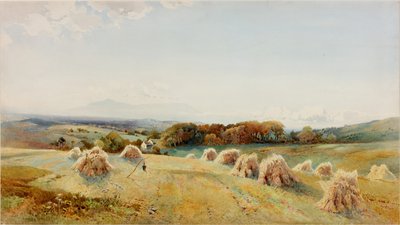 Harvestfield, Windermere (vartaloväri, kynä ja wc paperilla) tekijältä Arthur Tucker