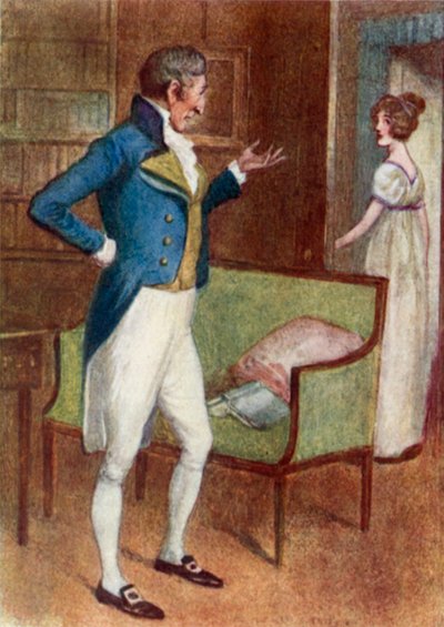 Jane Austenin kuvitus Ylpeydelle ja ennakkoluulolle tekijältä Arthur Wallis Mills