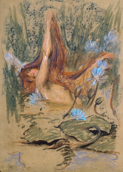 Nymphea, n. 1890 (pastelli, lyijykynä ja akvarelli paperille) tekijältä Arthur Wardle