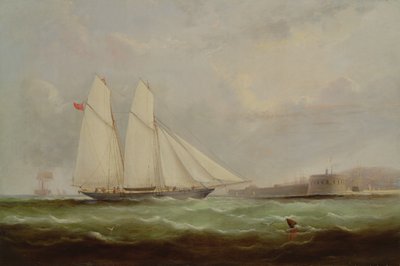 Kuunajahti Esmeralda lähestyy Cherbourgia, 1861 tekijältä Arthur Wellington Fowles