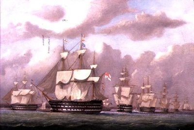 Valkoisen vara-amiraali saapumassa Spitheadiin tekijältä Arthur Wellington Fowles