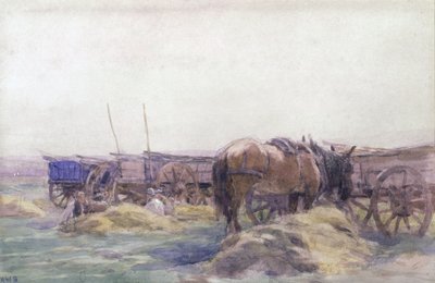 Heinäkärryt hevosella (akvarelli paperille) tekijältä Arthur Winter Shaw