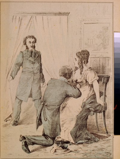 Aleksandr Puškin (1799-1837) (litografia) tekijältä Artist Unknown