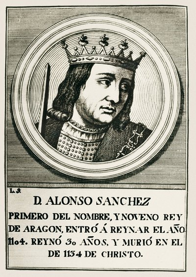 Alfonso I, "Taistelija" (1073-1134). Aragonian ja Navarran kuningas (1104-1134). tekijältä Artist Unknown