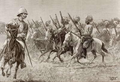 Brittiläinen imperiumi (19. vuosisata). Burman uudet rykmentit. Toisen rykmentin ratsujalkaväkikomppania. Kaiverrus. tekijältä Artist Unknown