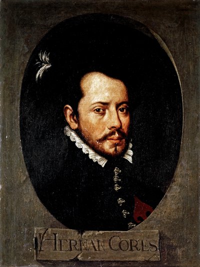 CORTES Hernan ( 1485-1547). Meksikon espanjalainen valloittaja (öljy kankaalle). tekijältä Artist Unknown
