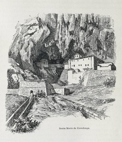 Covadonga. Santa Marian luostari. Kaiverrus. ESPANJA. ARAGON. Zaragoza. Yleinen sotilasakatemia tekijältä Artist Unknown